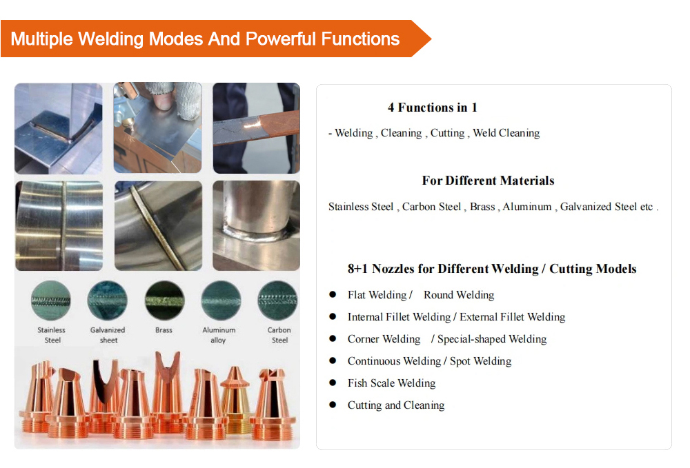 4 in 1 laser welding machine, welding carbon steel, stainless steel, aluminum alloy