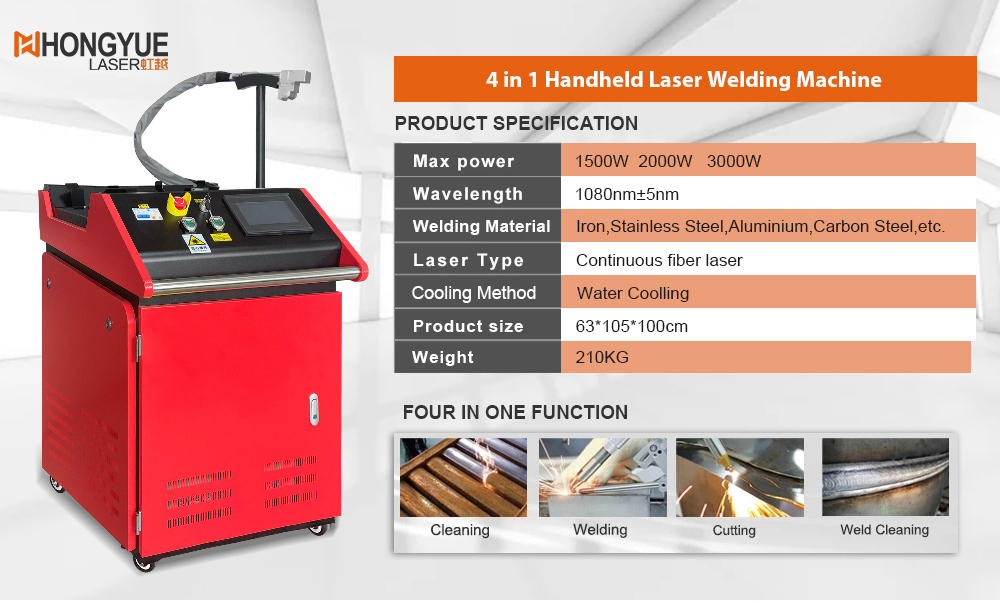 4 in 1 laser welding machine, welding carbon steel, stainless steel, aluminum alloy